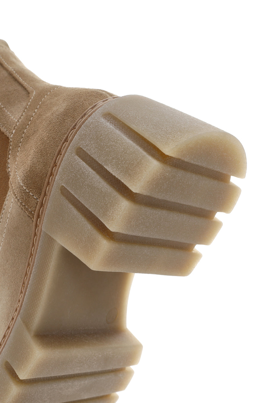 Women's Beige Thick Soled Casual Chelsea Suede Leather Boots