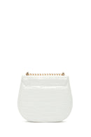 Women's White Long Chain Strap Crocodile Patterned Shoulder Bag | Derimod