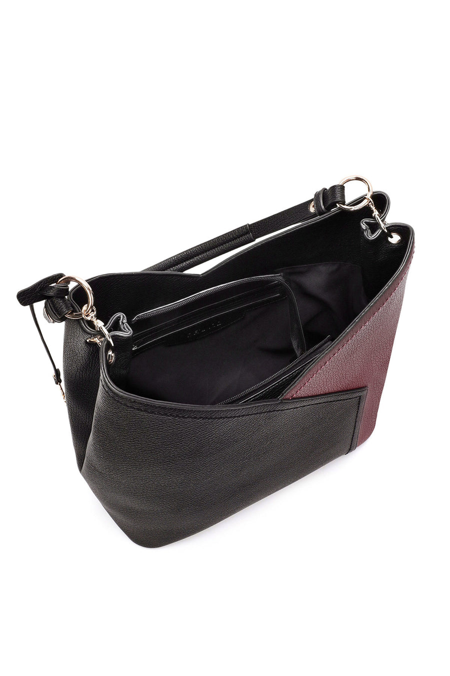Woman Black Shoulder Bag with Short and Long Straps