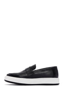 Men's Black Leather Thick Soled Sports Loafer | Derimod