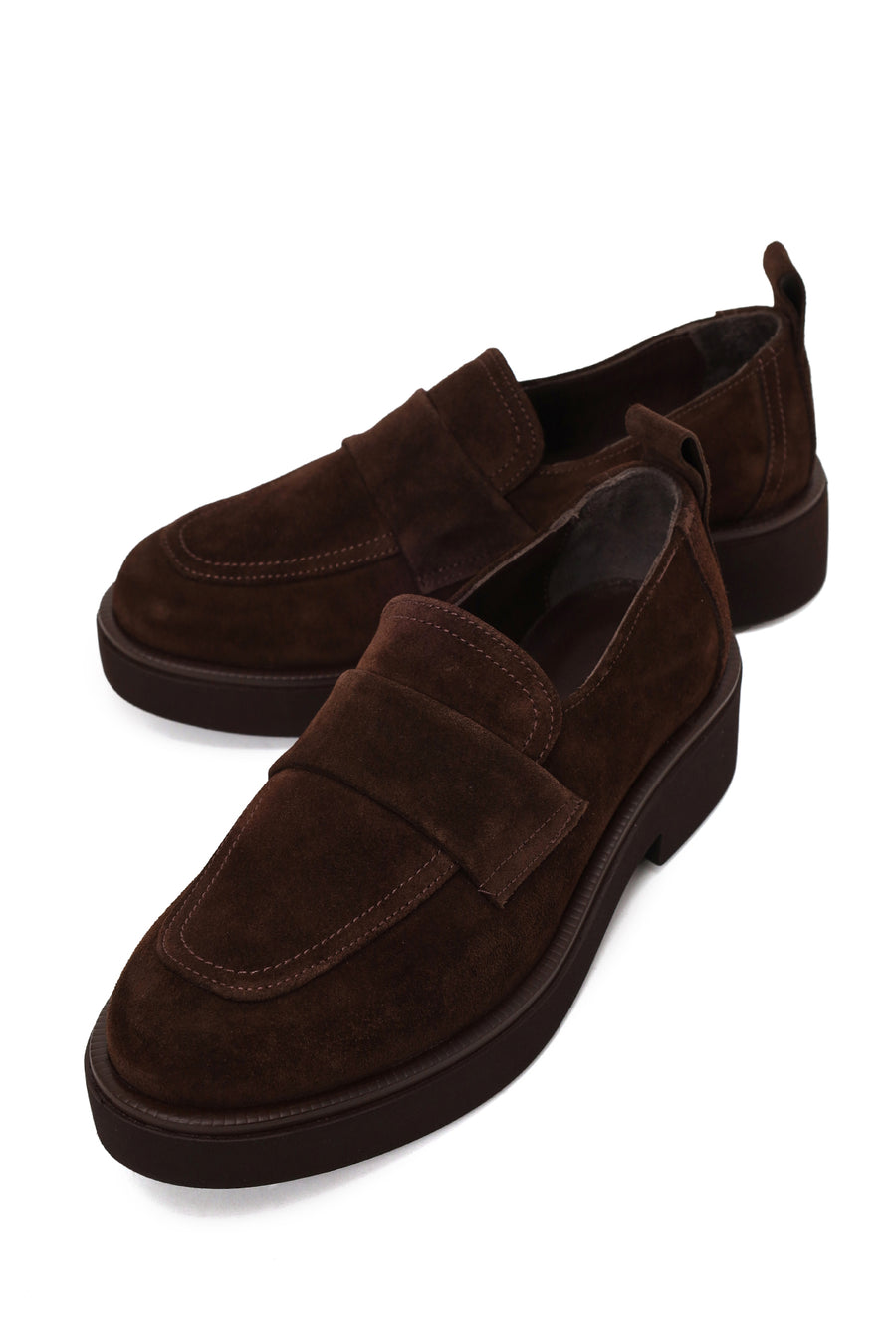 Kadın Kahverengi Süet Deri Maskülen Loafer