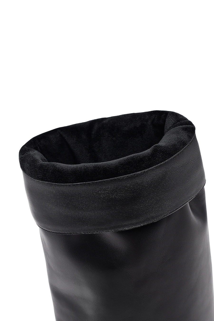 Women's Black Buckled Thin Heeled Leather Boot