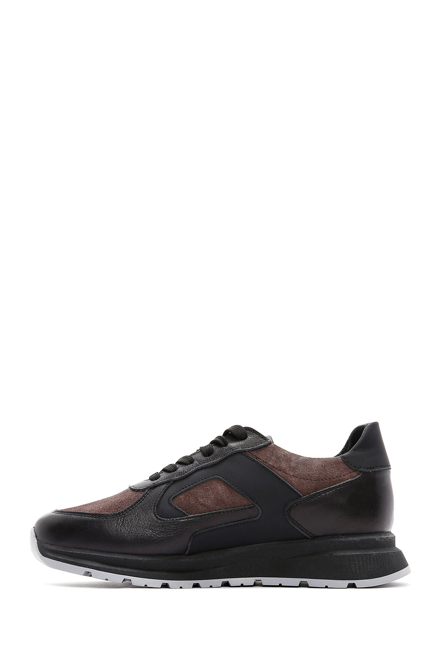 Men's Brown Leather Suede Detailed Thick Soled Sneaker