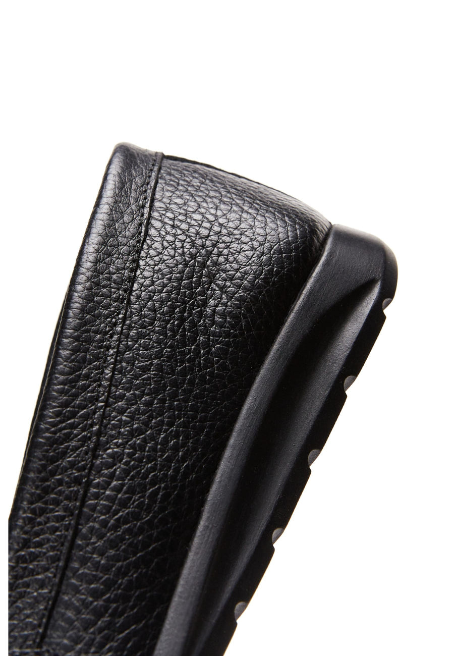 Women's Black Leather Comfort Loafers