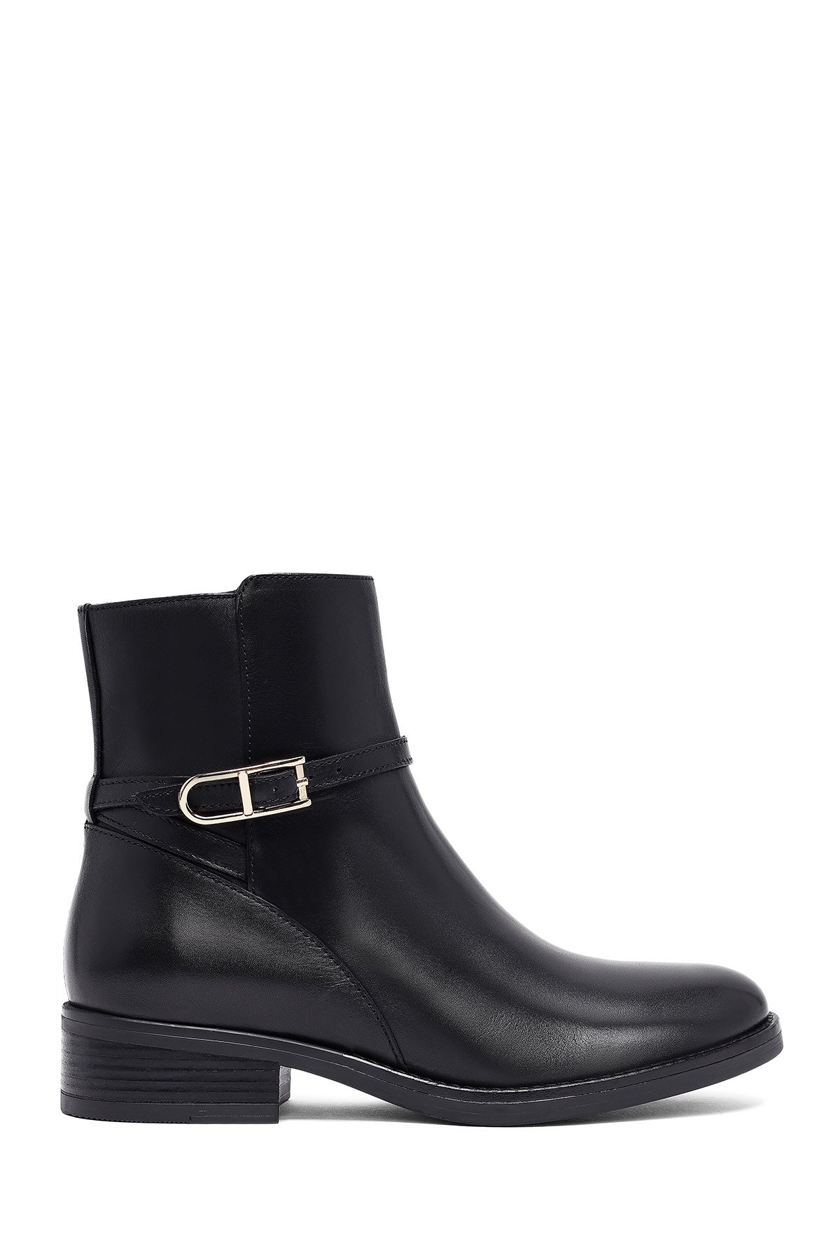 Woman Black Zip Closure Leather Boots WF300005DV | Derimod