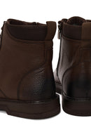 Male Brown Lace-up Zip Closure Leather Boots | Derimod