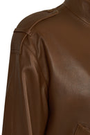 Vera Woman Brown Oversize Leather Jacket | Derimod