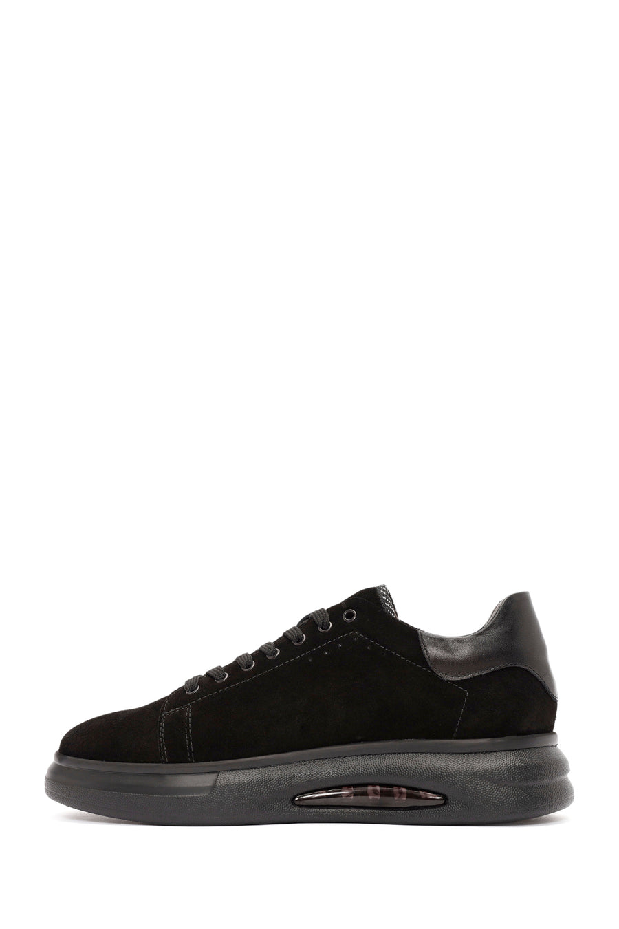 Men's Black Lace-Up Suede Leather Sneaker