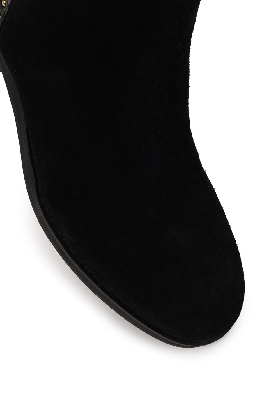 Woman Black Zip Closure Crocodile Patterned Chunky Heeled Suede Boots