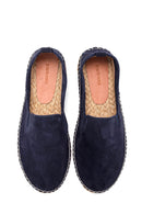 Men's Navy Blue Suede Leather Espadrille | Derimod