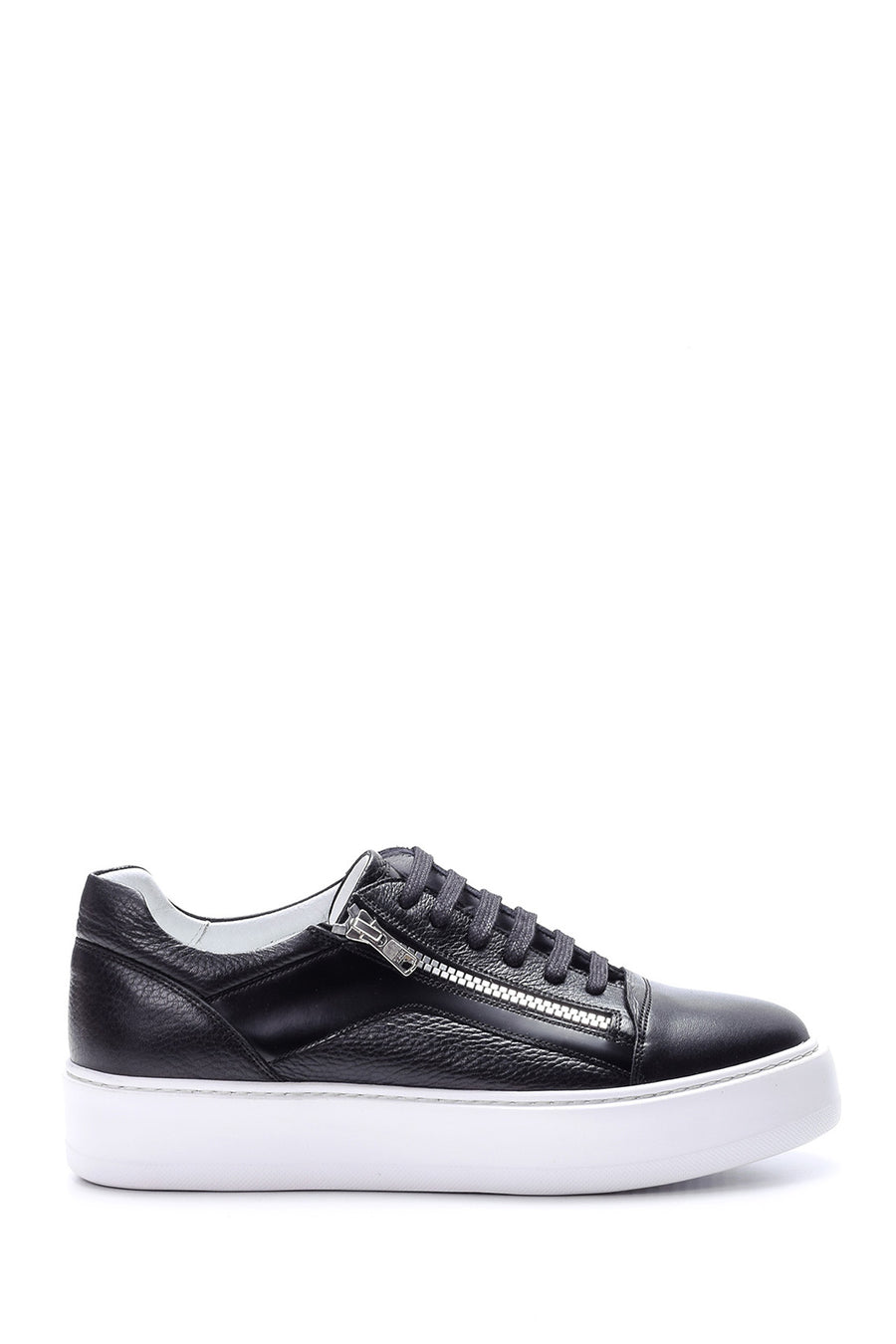 Men's Zipper Detailed Leather Sneaker 19SFD306318 | Derimod