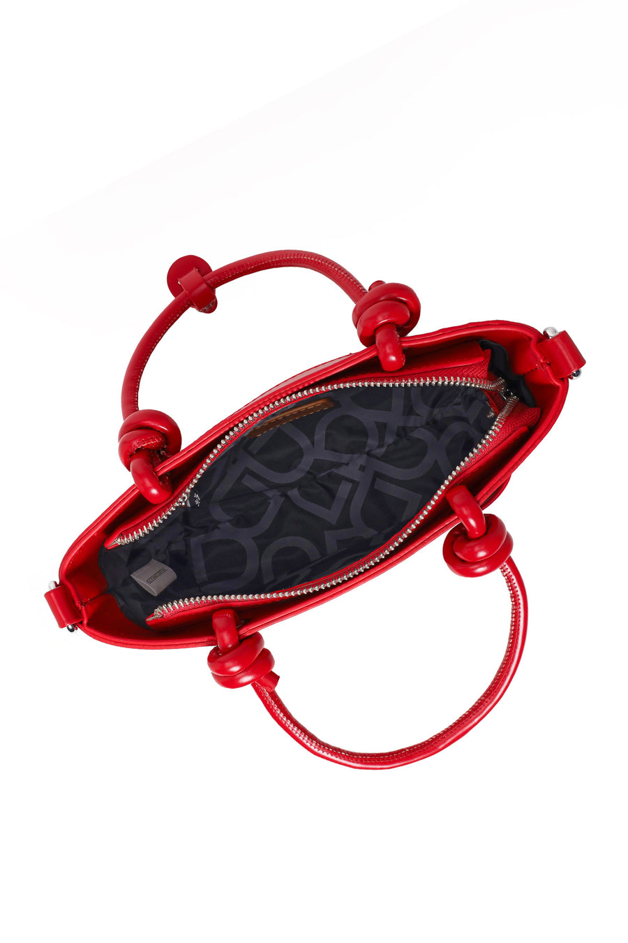 Woman Red Long-Strap Knitted Mini Shoulder Bag