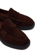 Woman Brown Suede Masculine Loafer | Derimod