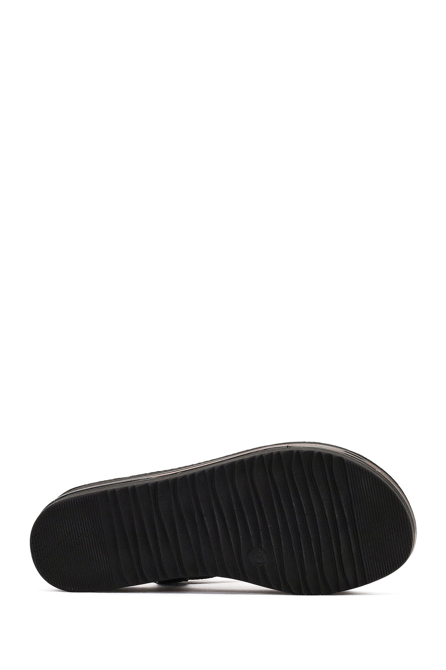 Women's Black Thick Soled Stoned Sandals