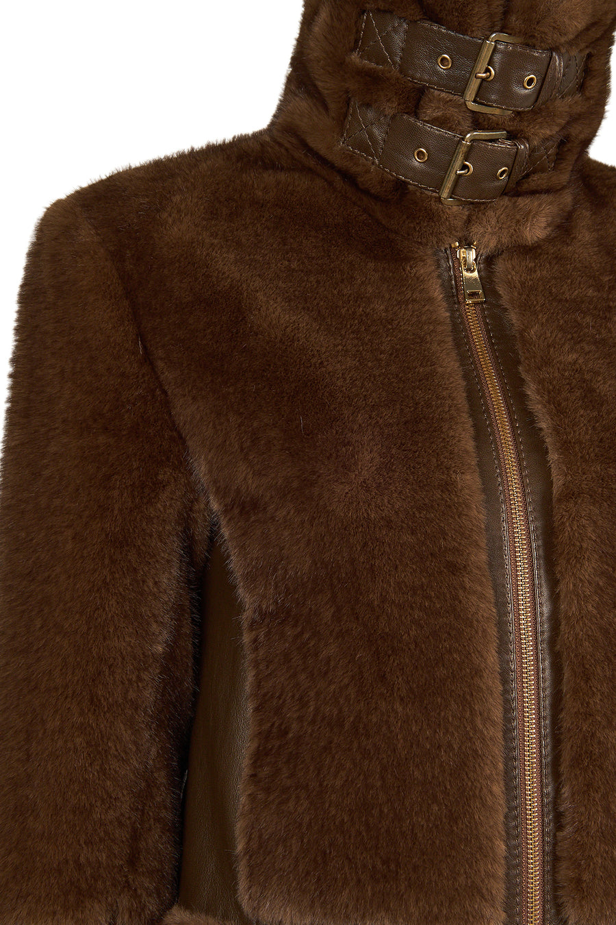 Sevilla Woman Brown Notched Collar Teddy Coats