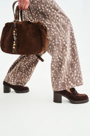 Woman Brown Chunky Heeled Suede Loafer | Derimod