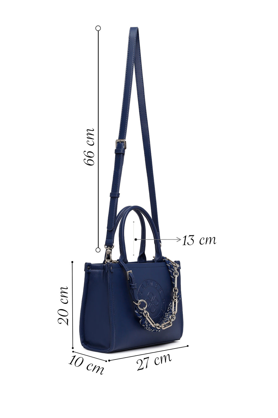 Woman Navy Printed Long-Strap Shoulder Bag