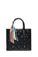 Women's Black Long Strap Quilted Handbag with Accessory Detail | Derimod