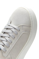 Women's Gray Suede Leather Thick Soled Sneaker | Derimod
