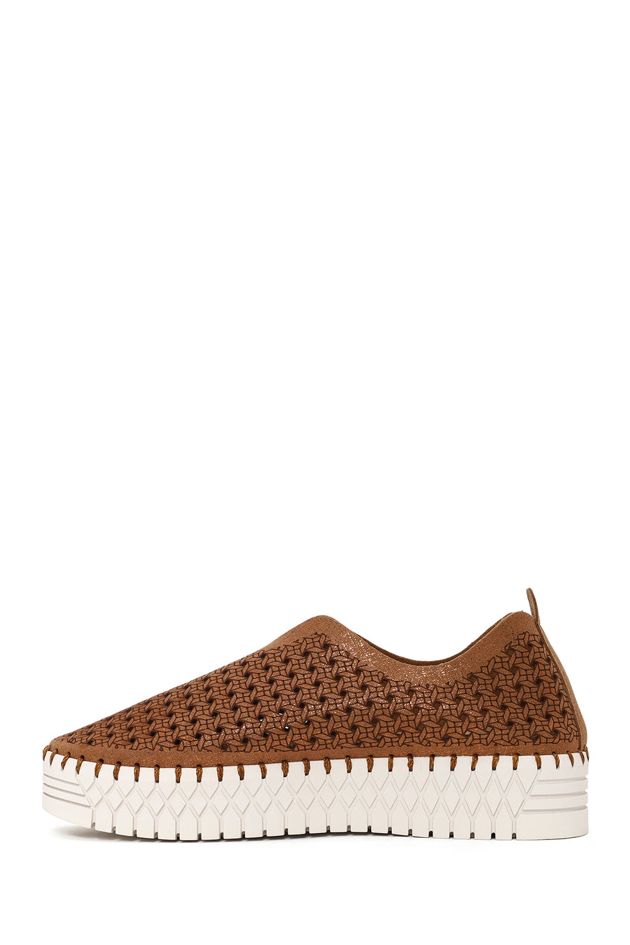 Woman Bronze Lace-Up Thick-Soled Glittery Fabric Casual Shoes