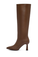 Woman Brown High Heels Leather Boot | Derimod