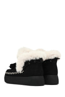 Women's Black Chunky Sole Tassel Suede Teddy Boots | Derimod