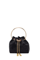 Women's Black Long Chain Strap Stone-Embellished Mini Evening Bag | Derimod
