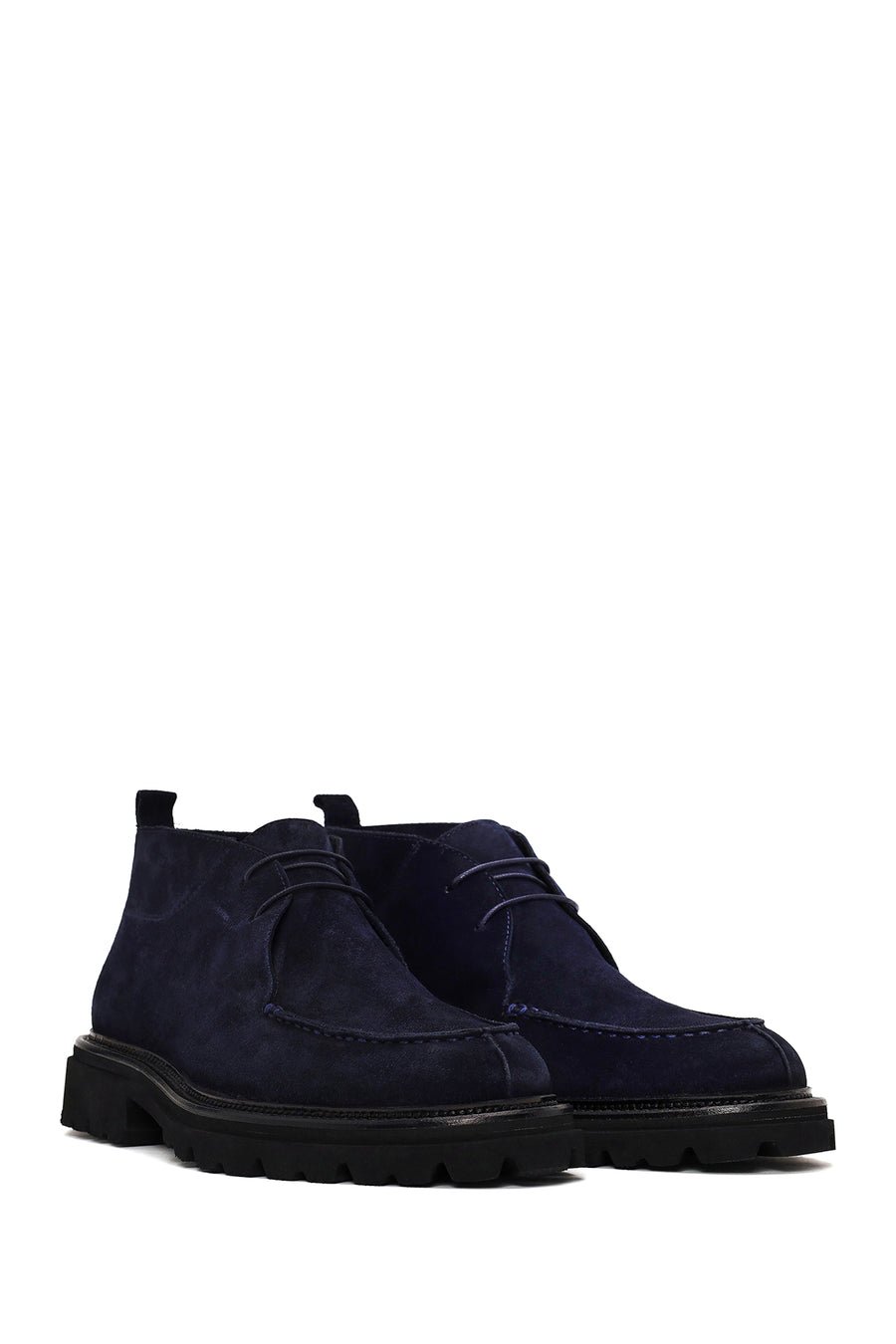 Male Navy Blue Lace-up Suede Casual Boots
