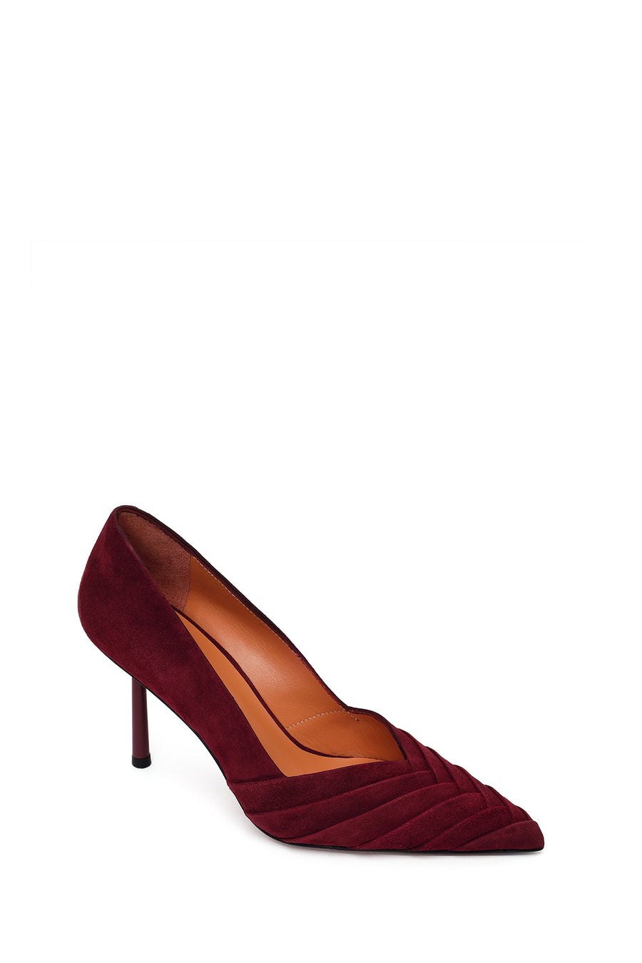 Woman Burgundy Thin-Heeled Suede Stiletto
