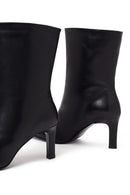 Woman Black Thin High-Heeled Leather Boots | Derimod