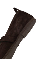 Woman Brown Buckled Suede Leather Ballet Flat | Derimod