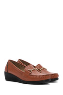 Women's Tan Wedge Heel Loafer | Derimod