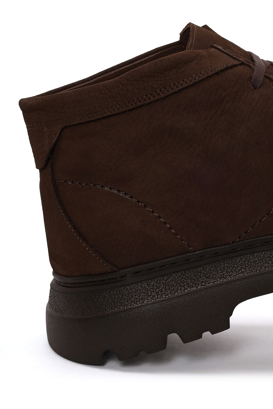 Male Brown Lace-Up Thick-Soled Nubuck Leather Boots