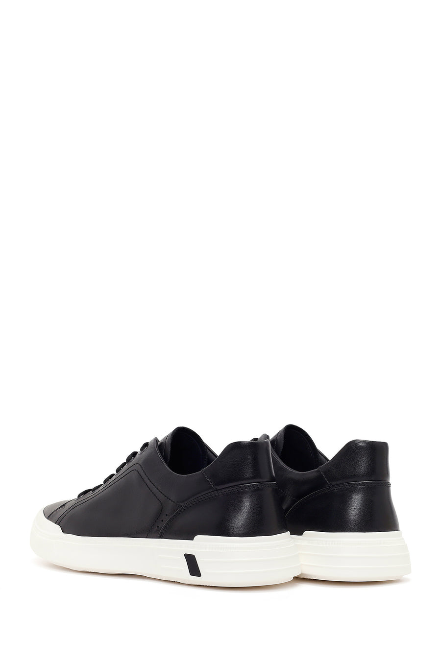 Erkek Siyah Bağcıklı Deri Sneaker