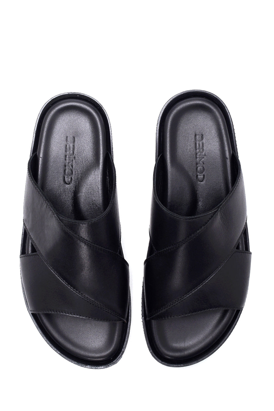 Men's Black Leather Slippers