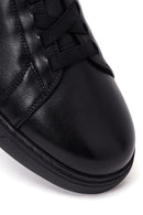 Male Black Lace-Up Leather Sneaker | Derimod