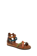 Woman Multicolor Leather Bodrum Sandal | Derimod