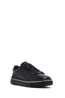 Erkek Siyah Bağcıklı Deri Sneaker | Derimod