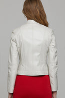 Kylie Women's Beige Leather Jacket | Derimod