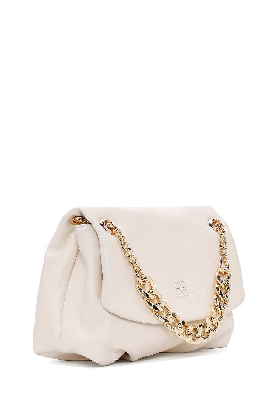 Women's Cream Long Chain Strap Shoulder Bag
