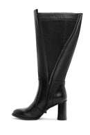 Women's Black Zippered Chunky High Heel Boots | Derimod