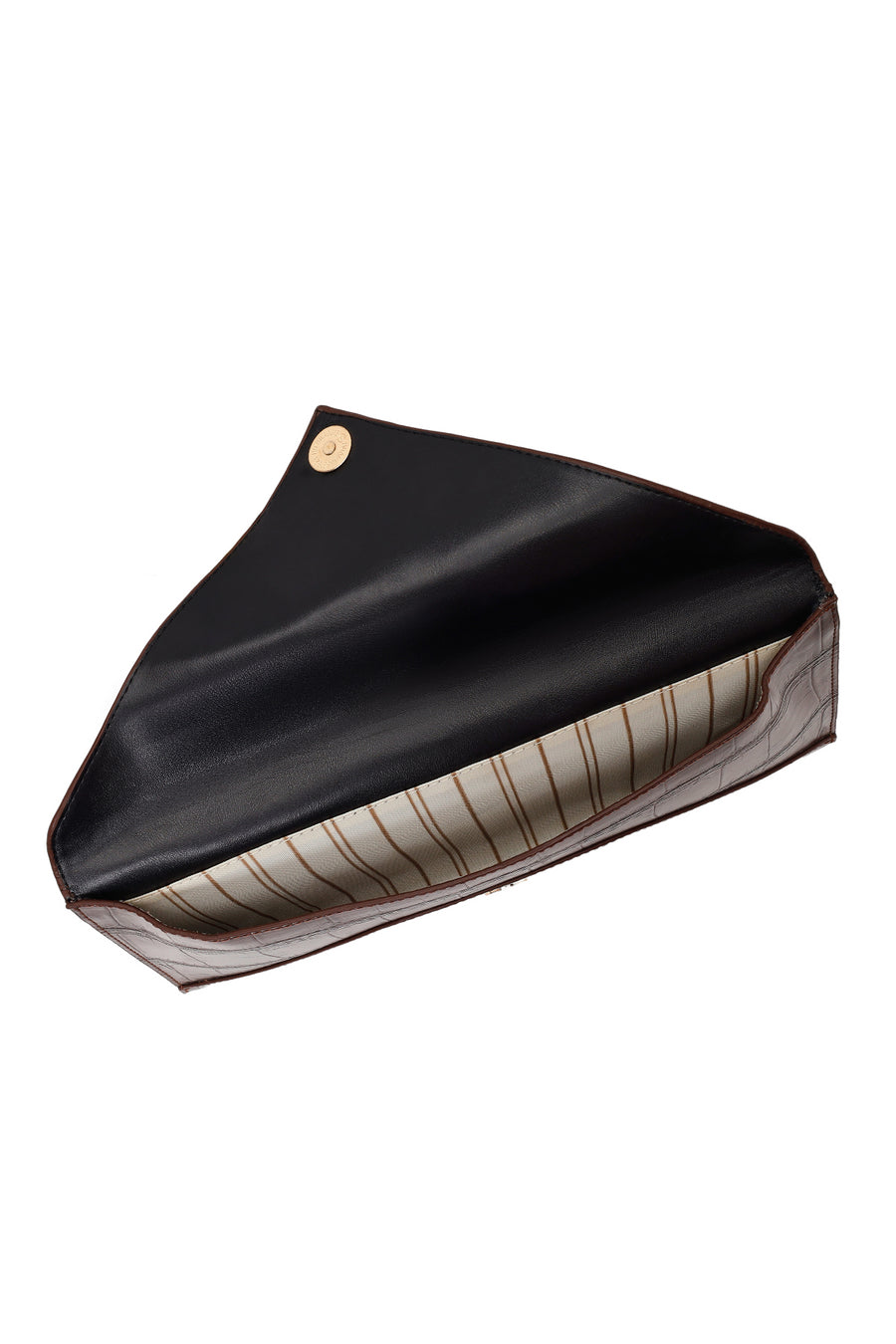 Woman Brown Croc-Pattern Clutch Bag