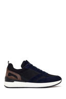 Erkek Lacivert Bağcıklı Deri Casual Sneaker | Derimod
