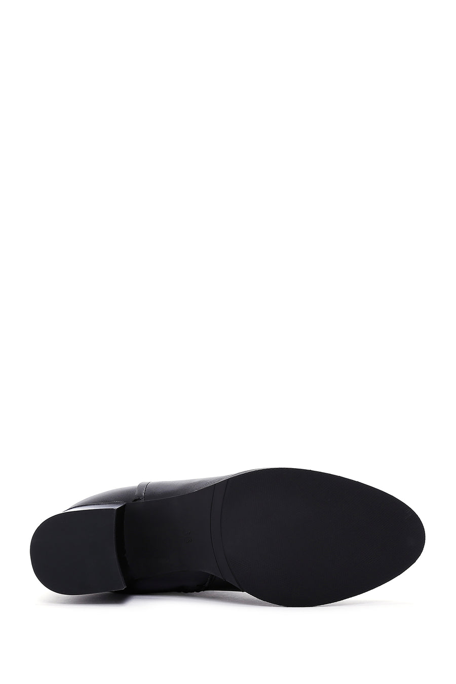 Woman Black Zip Closure Chunky-Heel Boots