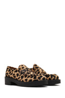 Women's Leopard Leather Masculine Loafer | Derimod