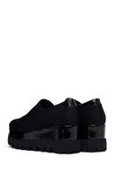 Woman Black Wedge Fabric Shoes | Derimod