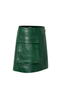 Zen Women Green Leather Shorts Skirt | Derimod
