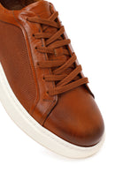 Erkek Taba Bağcıklı Deri Sneaker | Derimod