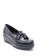 Women's Leather Tassel Detailed Wedge Heel Shoes | Derimod