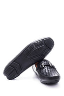 Men's Black Leather Braided Casual Loafer | Derimod